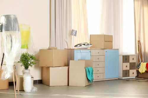 Careful packing of household items for a Docklands move