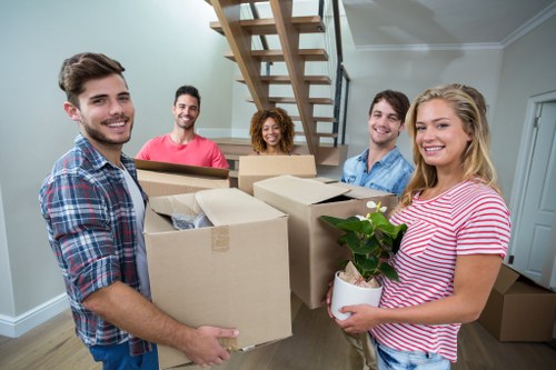 Man and van moving service operating in a Docklands residential area