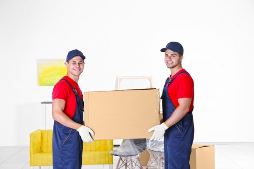 Removal team planning a move in Docklands near waterfront apartments