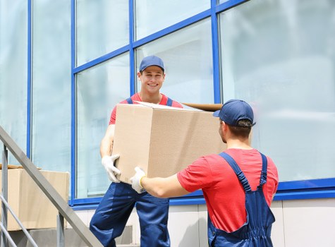 Packed boxes and household items ready for a Docklands relocation