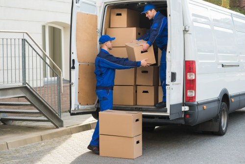 Docklands flat move with boxes and moving equipment