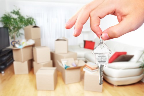 Docklands residential move with boxes and furniture prepared for transport