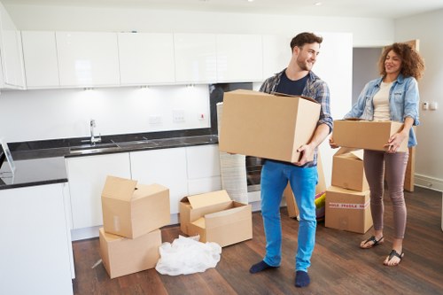 Loading furniture into a van for a Docklands relocation